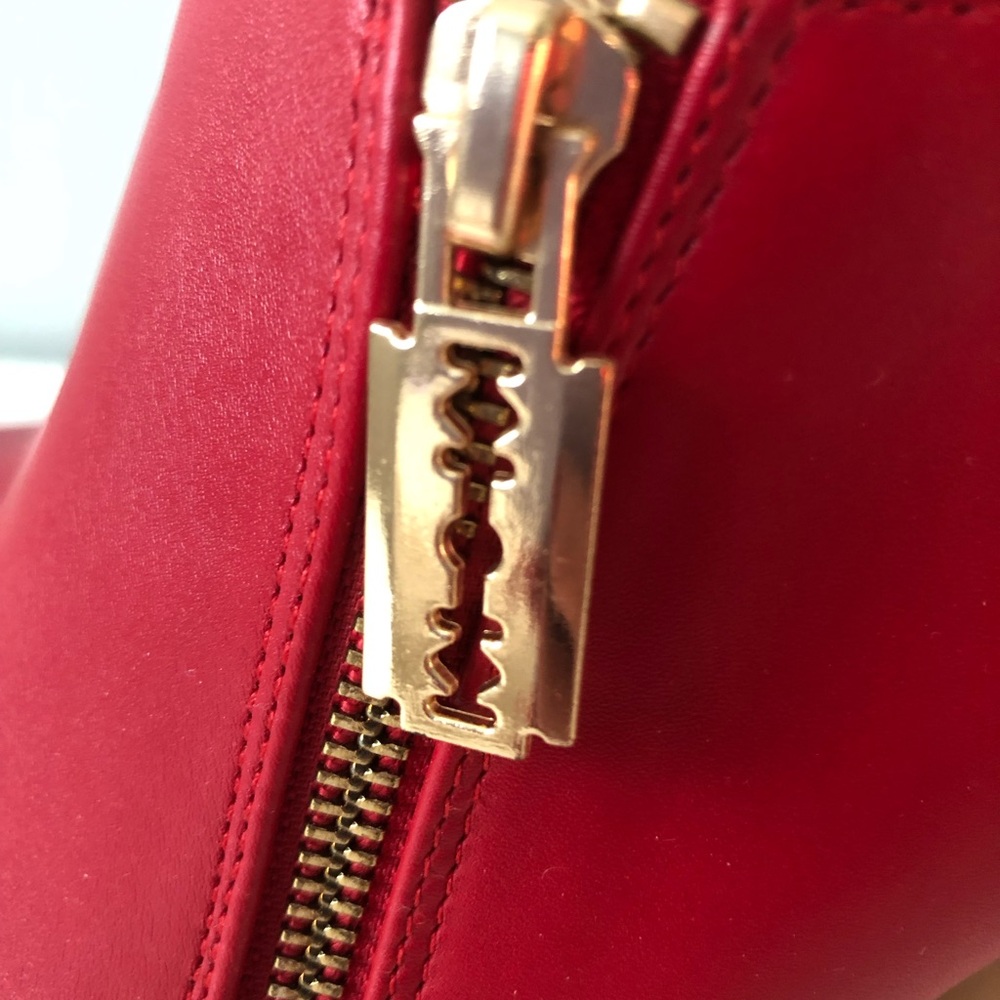 Allegra K Red Heeled Ankle Boots - Picture 5 of 10